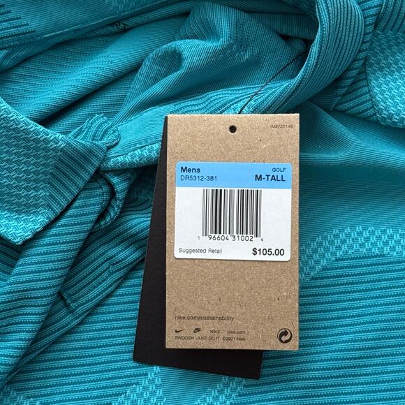 Nike Dri-FIT ADV Tour Camo Golf Polo M-Tall Teal Blue NWT DR5312-381 - Picture 5 of 10
